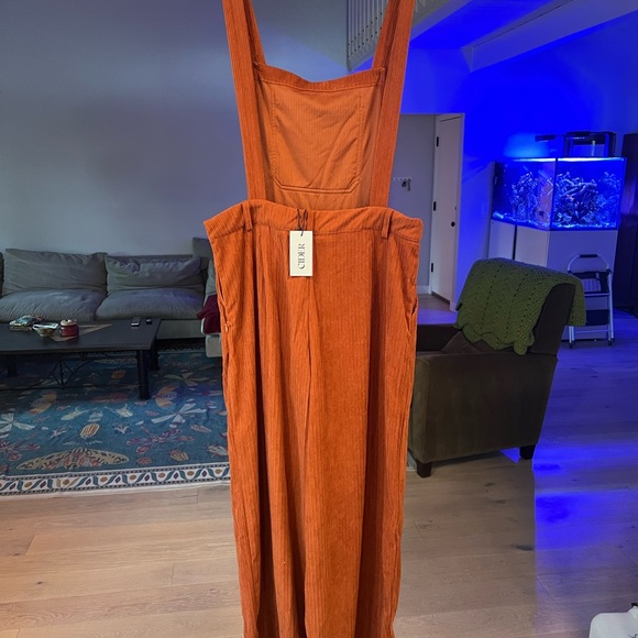Cider Orange Corduroy Overalls - Picture 3 of 6